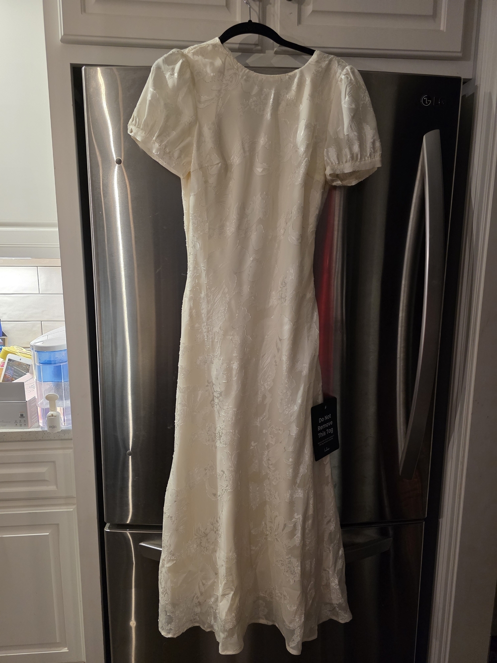 Lulu's Ivory Floral Puff-Sleeve Maxi Dress